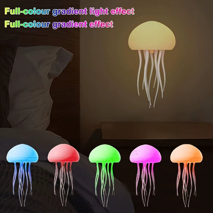 Bionic Jellyfish Night Light,Usb Rechargeable with Voice Control,Dancing Tentacles,5 RGB Gradient,Floating Lamp,Bedroom Decor